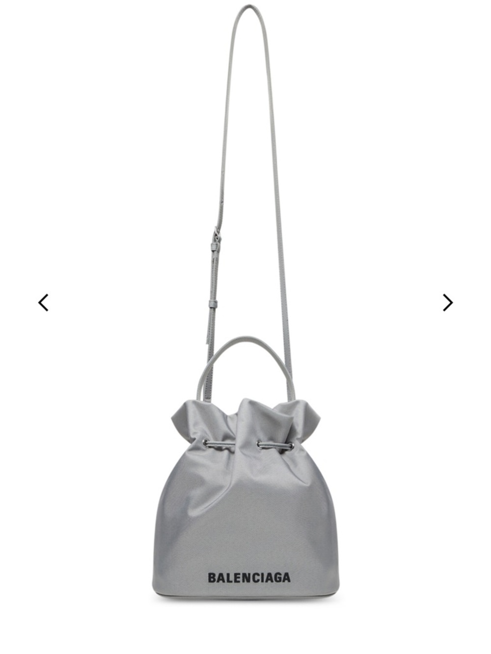 BALENCIAGA WOMEN'S WHEEL SMALL DRAWSTRING BUCKET BAG IN GREY - Picture 3 of 11